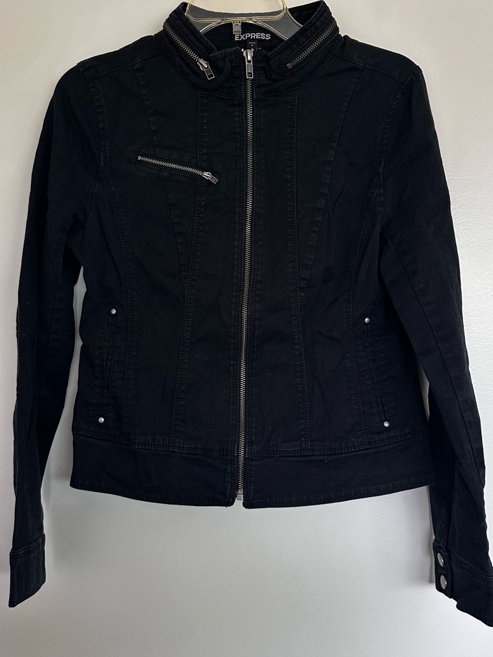 Express Black Zip-Front Moto Jacket